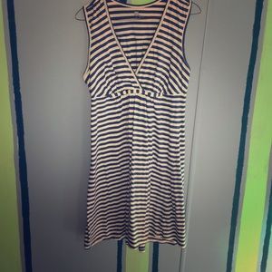 Blue and white striped summer dress